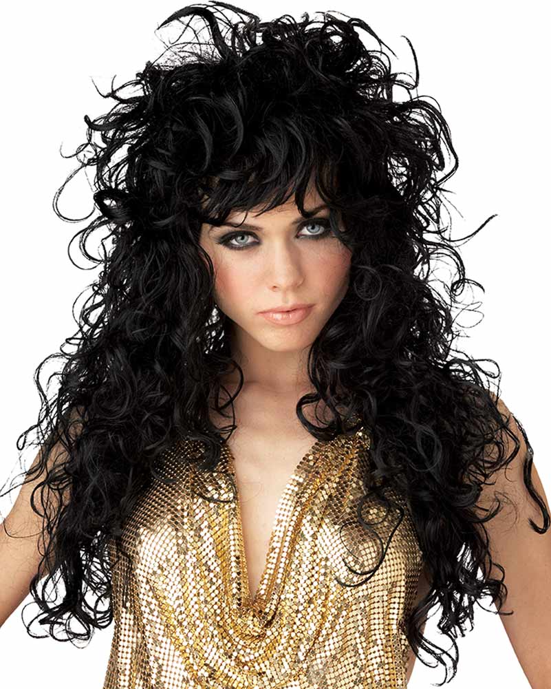 Seduction Long Curly Black Wig
