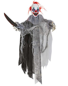 Shaking Clown with Knife Hanging Animated Halloween Decoration 60cm