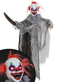 Shaking Clown with Knife Hanging Animated Halloween Decoration 60cm