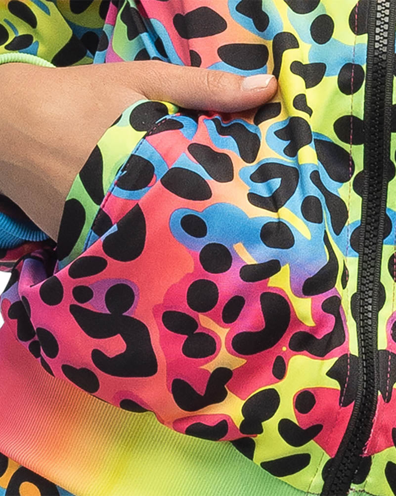 80s Shell Suit Leopard Art Babe UV Womens Costume