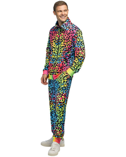 80s Shell Suit Leopard Art Dude UV Mens Costume