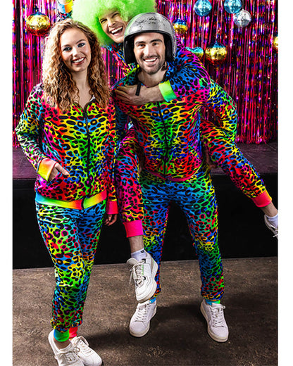 80s Shell Suit Leopard Art Dude UV Mens Costume