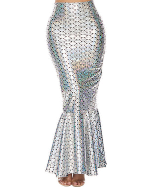 Silver and Black Mermaid Deluxe Womens Skirt