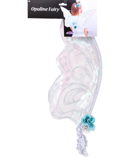 Silver and Blue Opaline Fairy Wings