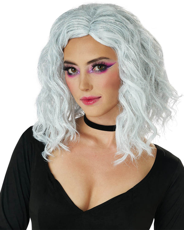 Silver and White Wavy Bob Wig