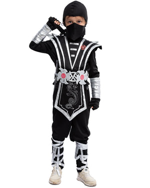 Silver Ninja Complete Kids Costume