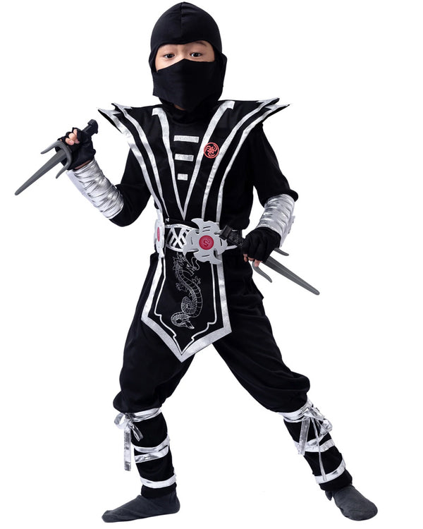 Silver Ninja Complete Kids Costume