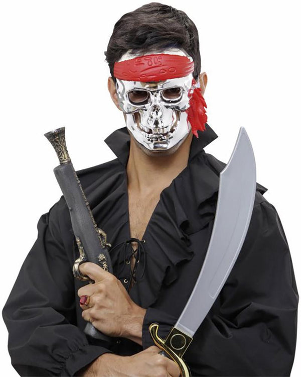 Silver Pirate Skull Half Mask