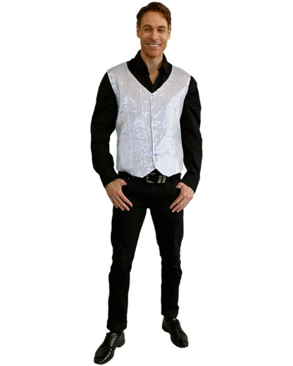 Silver Sequin Adult Vest