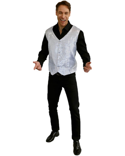 Silver Sequin Adult Vest