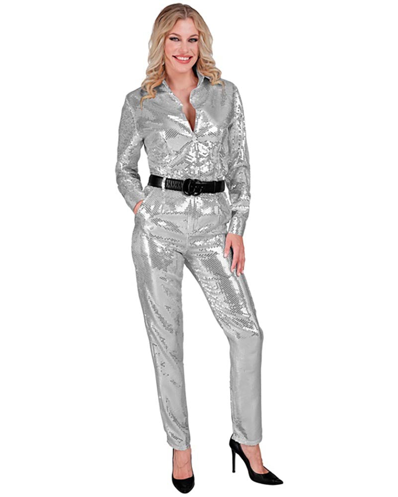 Silver Sequin Womens Pants