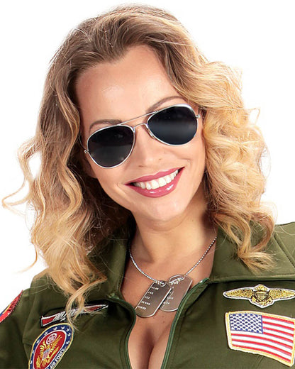Silver Smoke Lense Aviator Sunglasses
