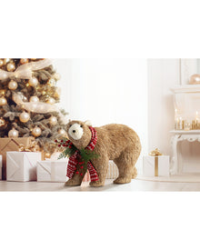 Sisal Bear with Knitted Scarf and Berries Christmas Decoration 40cm