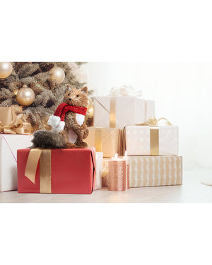 Sisal Fox with Plush Tail and Red Scarf Christmas Decoration 23cm