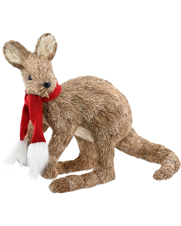 Sisal Hopping Kangaroo with Scarf Christmas Decoration 33cm