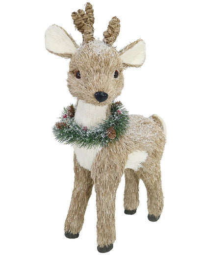 Sisal Snowy Reindeer with Bendable Antlers Christmas Decoration 40cm