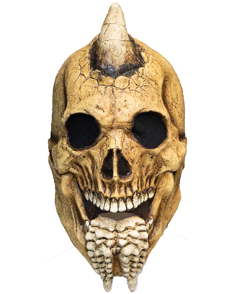 Skull mask with horn on a white background