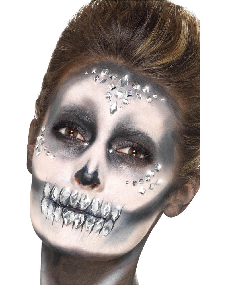 Silver Face Jewels Sticker Set