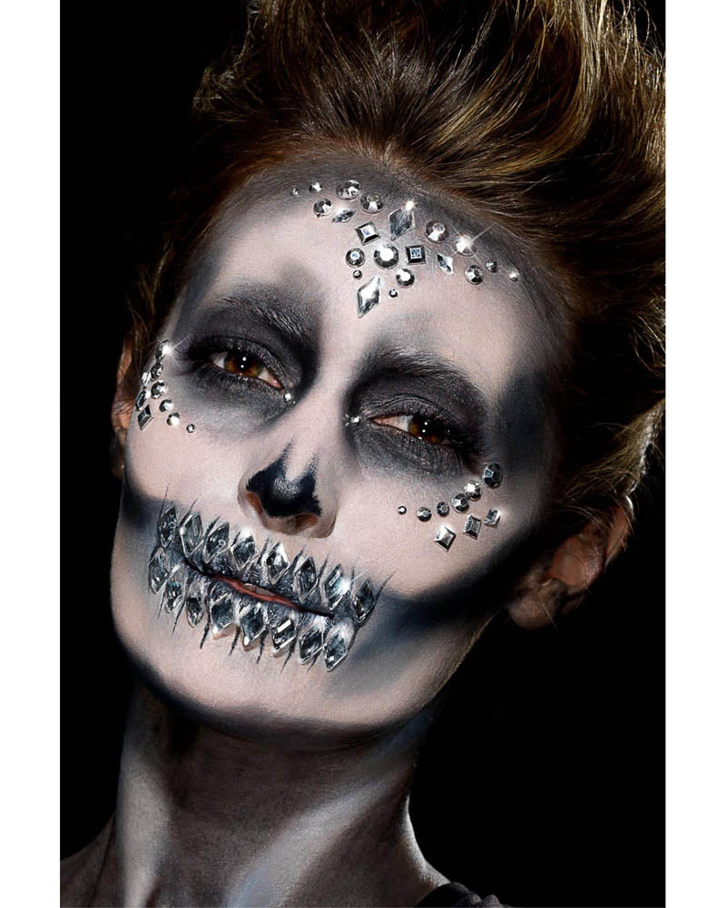 Silver Face Jewels Sticker Set