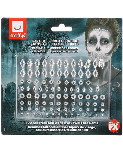 Silver Face Jewels Sticker Set