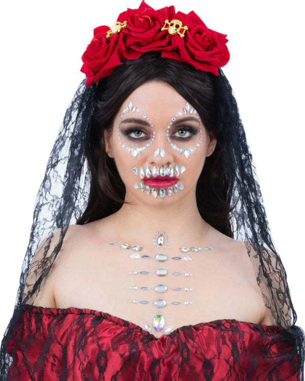 Skull Face and Body Jewels Makeup FX Set