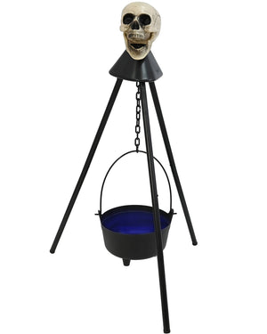 Skull Hanging Cauldron Animated Decoration 1m