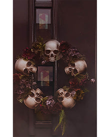 Skulls Flower Wreath 40.5cm For Halloween