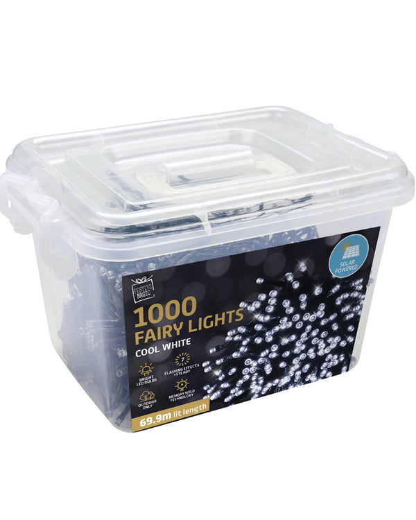 Solar Cool White 1000 Piece Christmas Fairy Lights 69.9m