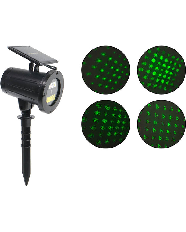 Red and Green Icons Solar Powered Motion Christmas Laser Light