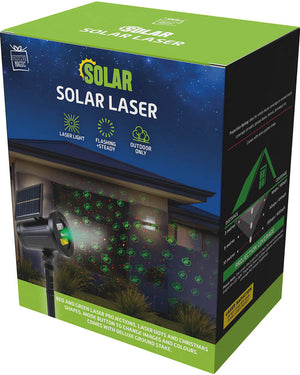 Red and Green Icons Solar Powered Motion Christmas Laser Light