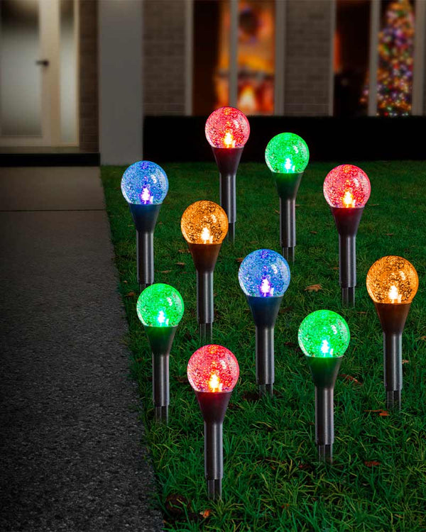 Multicolour Bubble Ball Solar LED Christmas Path Lights Pack of 20