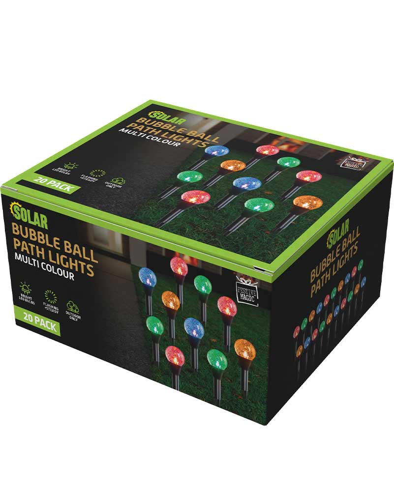 Multicolour Bubble Ball Solar LED Path Lights Pack of 20