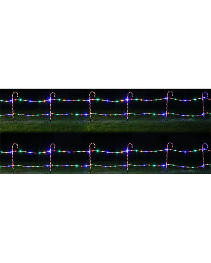 Candy Cane Solar LED Fence Stake Christmas Lights Pack of 12