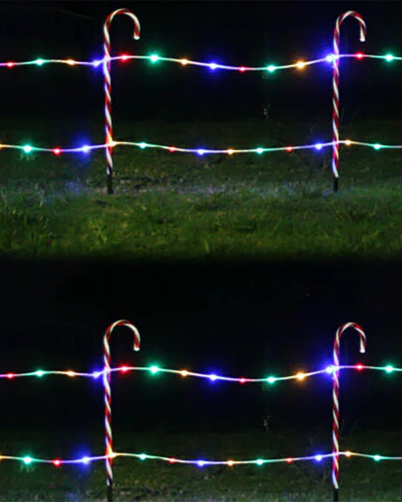 Candy Cane Solar LED Fence Stake Christmas Lights Pack of 12