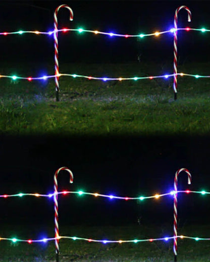 Candy Cane Solar LED Fence Stake Christmas Lights Pack of 12