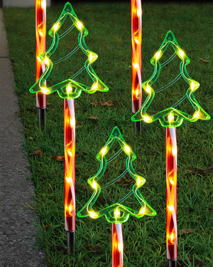 Candy Green Tree Solar LED Christmas Path Lights Pack of 5