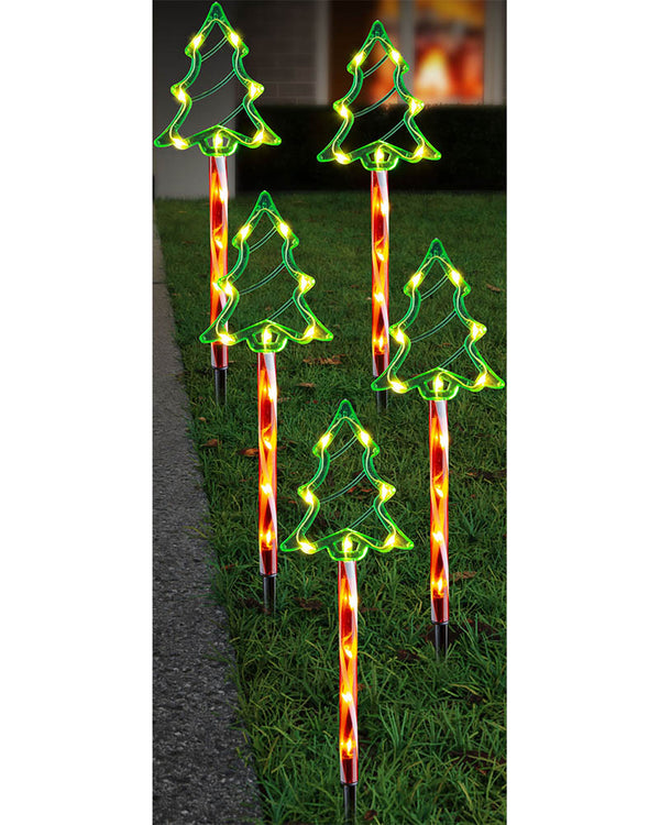 Candy Green Tree Solar LED Christmas Path Lights Pack of 5