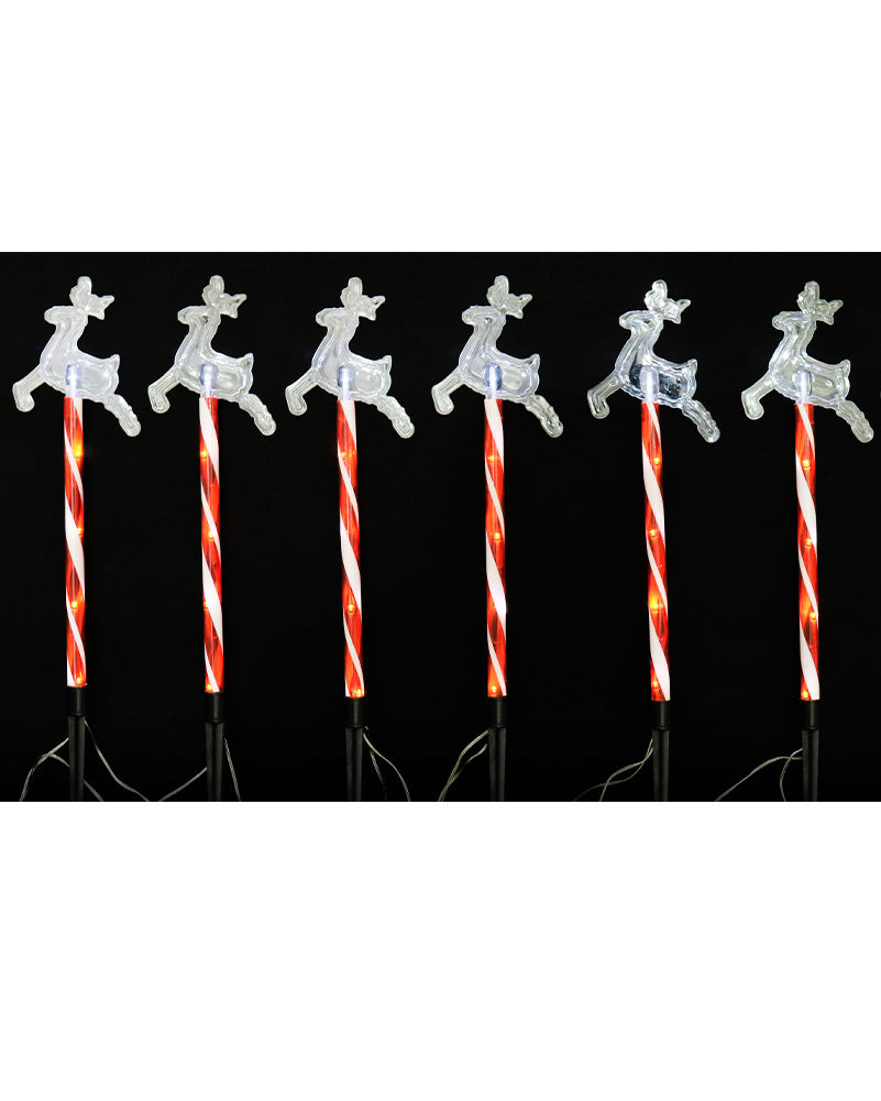 Solar Christmas LED Candy Reindeer Path Lights 48cm Pack of 8