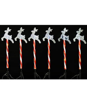 Solar Christmas LED Candy Reindeer Path Lights 8 Piece