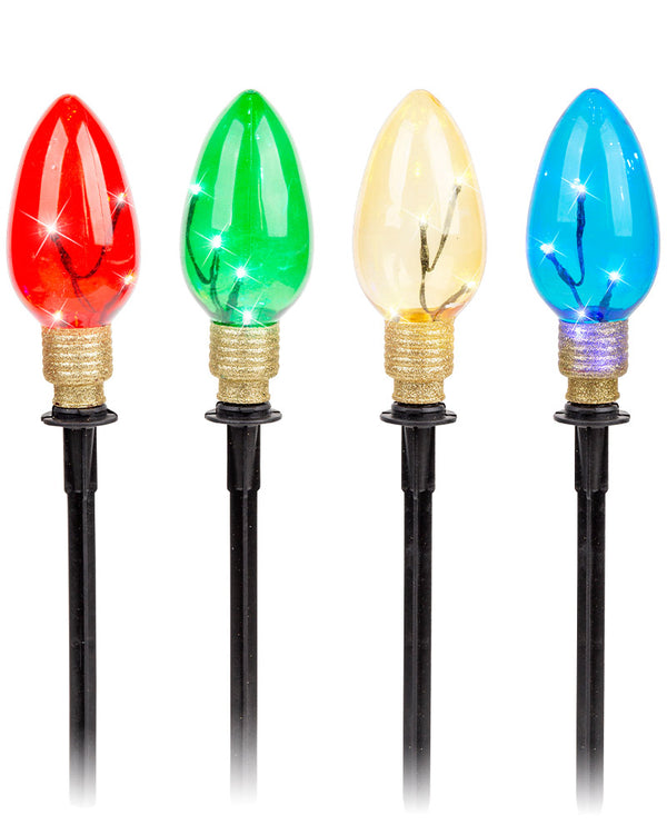 Solar Lightbulb Path Christmas Lights 4 Piece