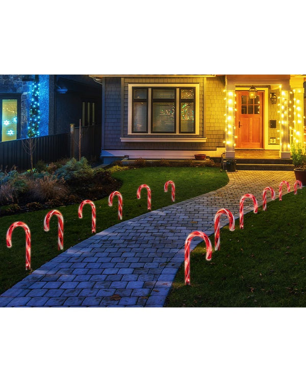 Solar Mini Candy Cane Path Christmas Lights Pack of 8
