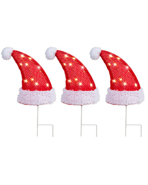 Solar Santa Hat Path Christmas Lights 3 Piece