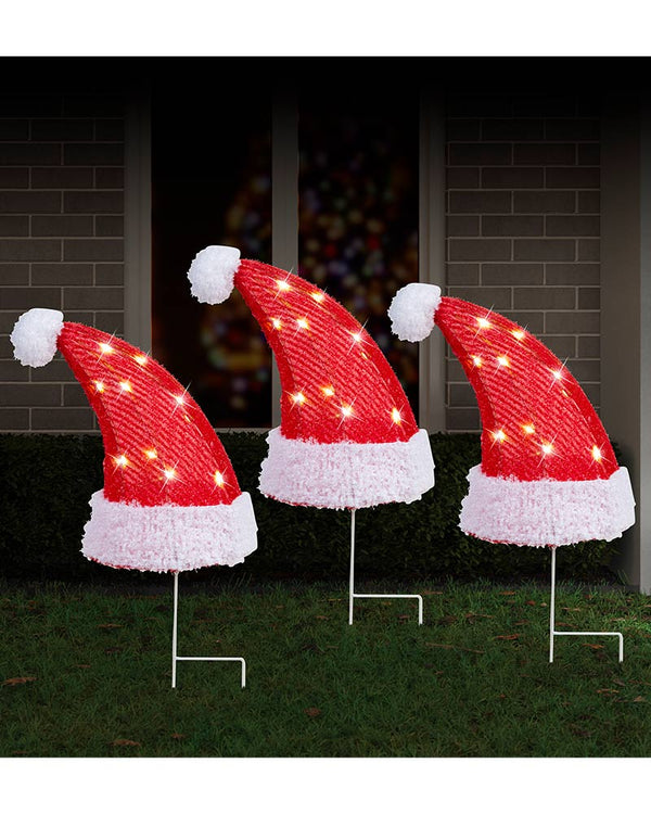 Solar Santa Hat Path Christmas Lights 3 Piece