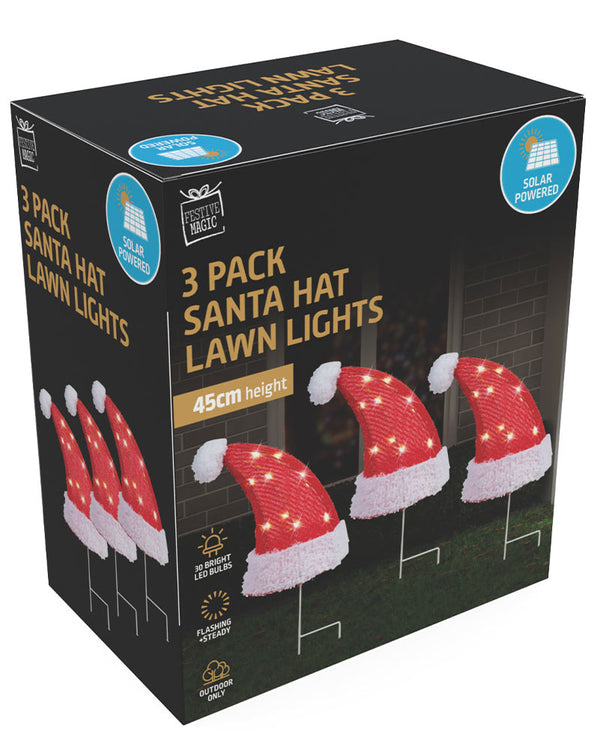Solar Santa Hat Path Christmas Lights 3 Piece