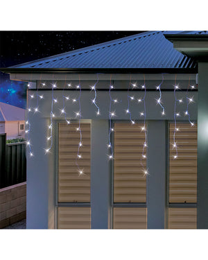 Christmas Solar Snowing Icicles 600 White 8.3m