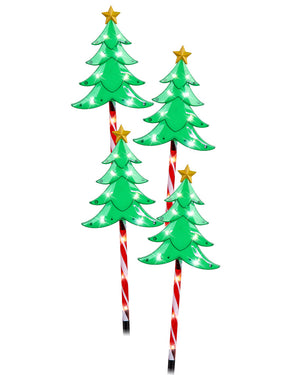 Solar Tree Candy Pole Stake Christmas Lights 4 Piece