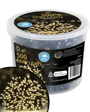 Solar Warm White 500 Piece LED Christmas Fairy Lights 39.9m