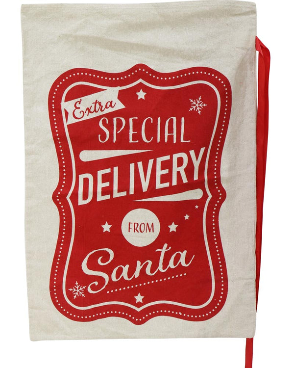 Christmas Special Delivery with Ribbon Cotton Sack 70cm