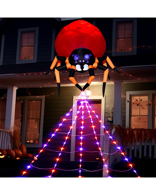 Spider with Spider Web Net Lights Hanging Inflatable Decoration 2.4m