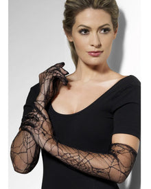 Spiderwebs Black Lace Halloween Gloves